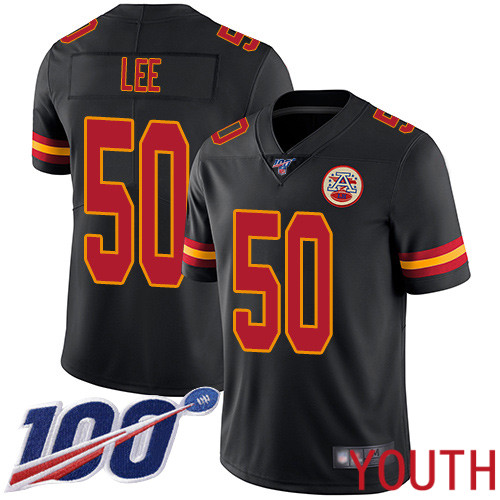 Youth Kansas City Chiefs 50 Lee Darron Limited Black Rush Vapor Untouchable 100th Season Nike NFL Jersey
